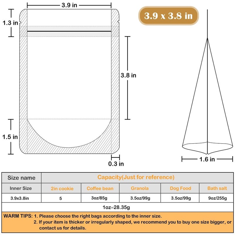 Blisstime 50 Pack Stand Up Pouch Bags, Resealable Clear Self-seal Pouches with Tear Notch for Food Packing (4.7 X 6.7 Inches) - Image 2